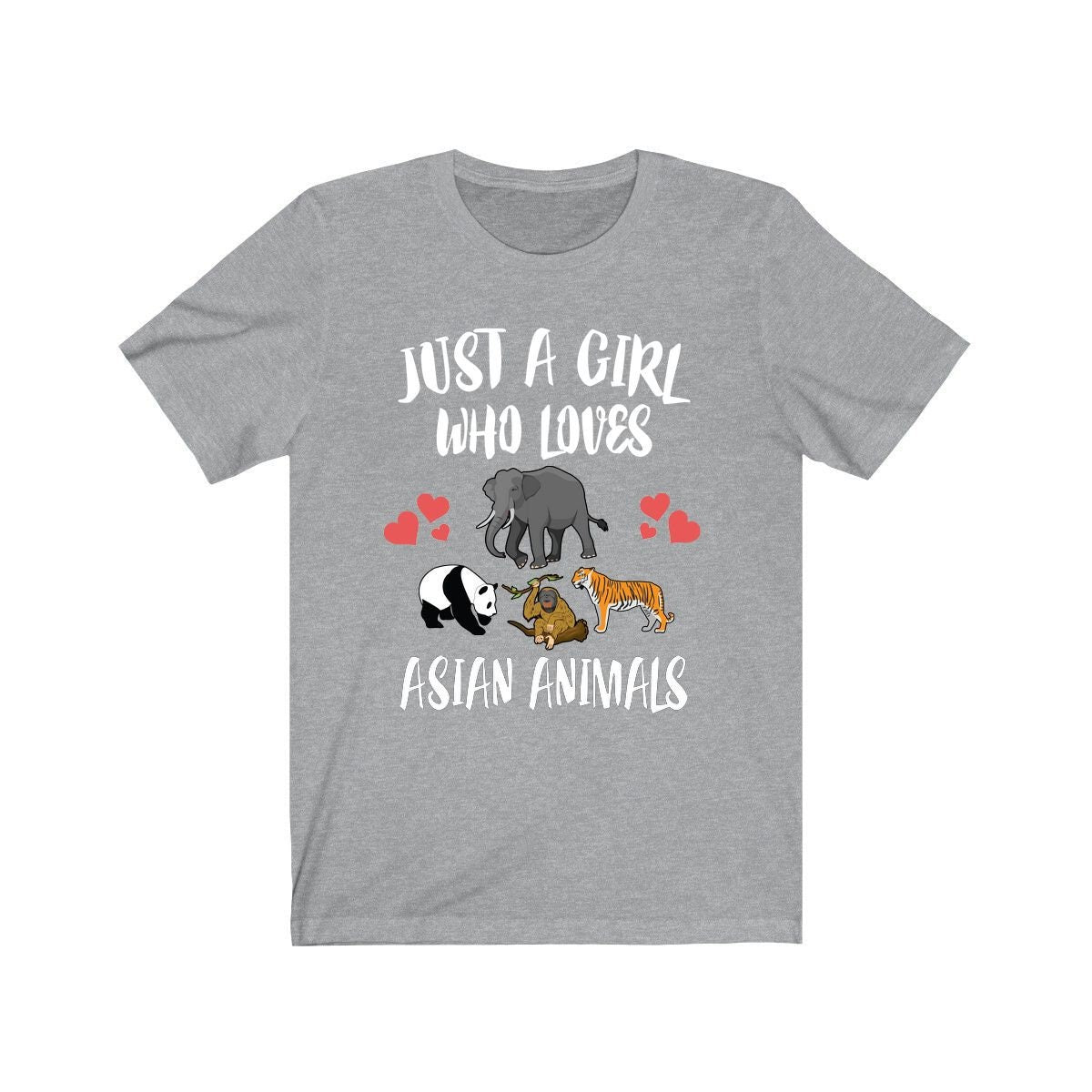 Just A Girl Who Loves Asian Animals Panda Tiger Elephants Adult Toddler Infant Kids Gift T-Shirt Image 1