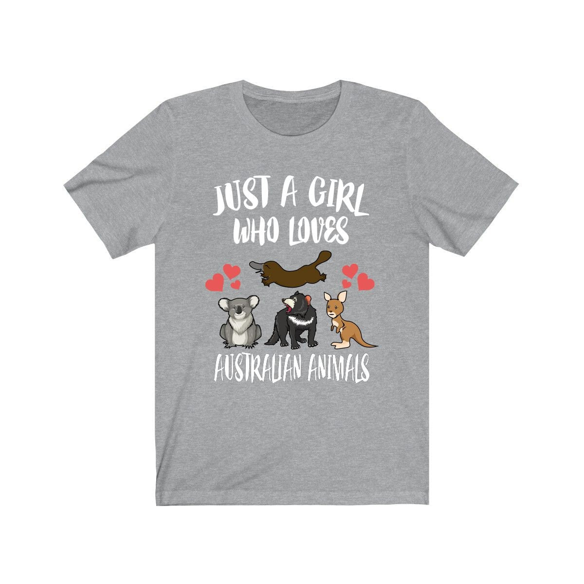 Just A Girl Who Loves Australian Animals Koala Tasmanian Devil Platypus Adult Toddler Infant Kids Gift T-Shirt Image 1