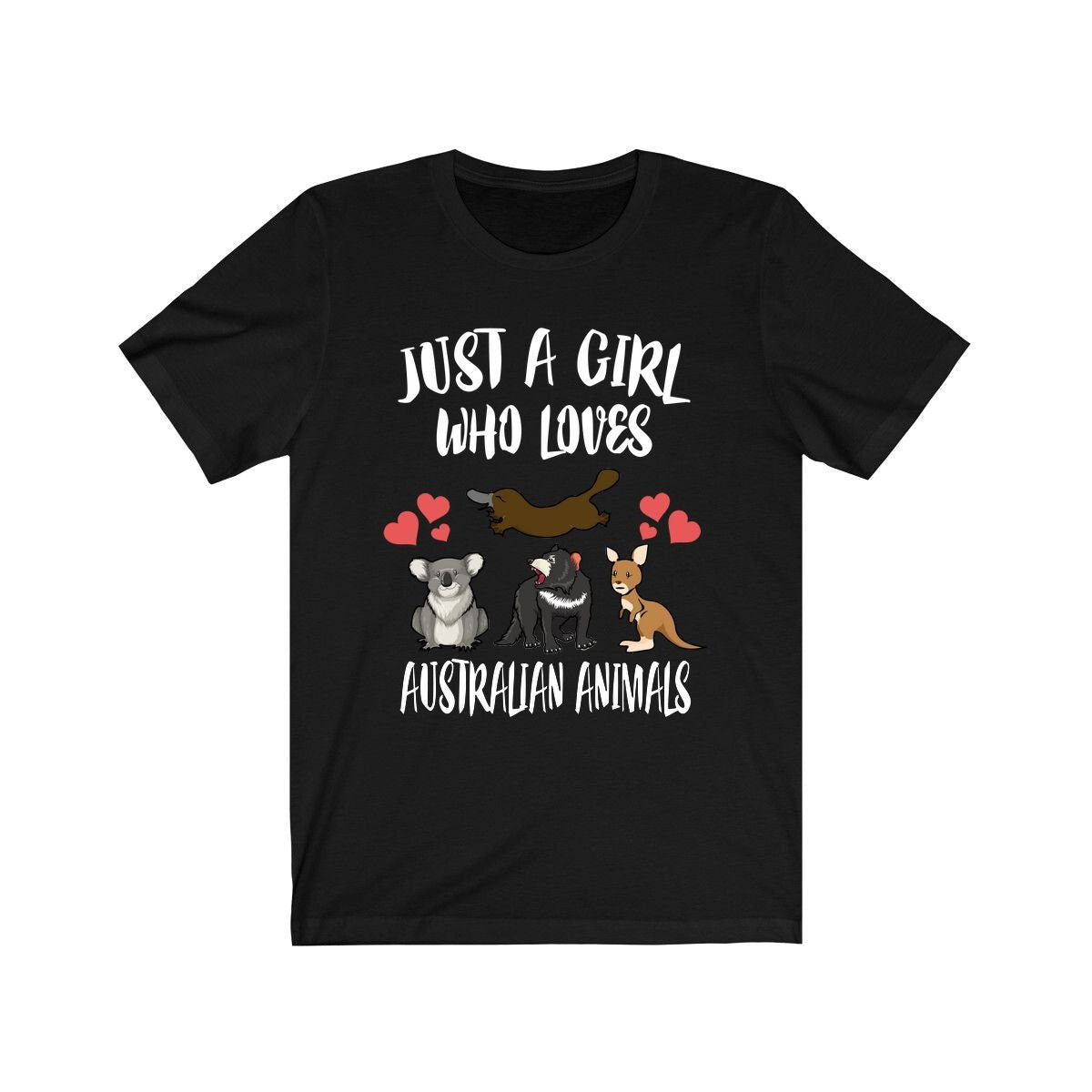 Just A Girl Who Loves Australian Animals Koala Tasmanian Devil Platypus Adult Toddler Infant Kids Gift T-Shirt Image 2