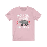Just A Girl Who Loves Badgers Shirt, Badger Lover Shirt, Badger Gift, Badger Design Animals Adult Toddler Infant Kids Gift T-Shirt Image 2