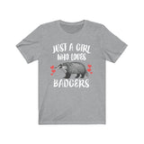Just A Girl Who Loves Badgers Shirt, Badger Lover Shirt, Badger Gift, Badger Design Animals Adult Toddler Infant Kids Gift T-Shirt Image 3