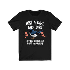 Girl Who Loves Black-Throated Blue Warblers Shirt - Black-Throated Blue Warbler print