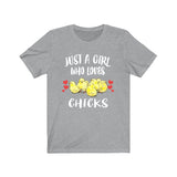 Just A Girl Who Loves Chicks Chicken Shirt, Chick Lover Gift, Birds Birding Animal Adult Toddler Infant Kids Gift T-Shirt Image 2
