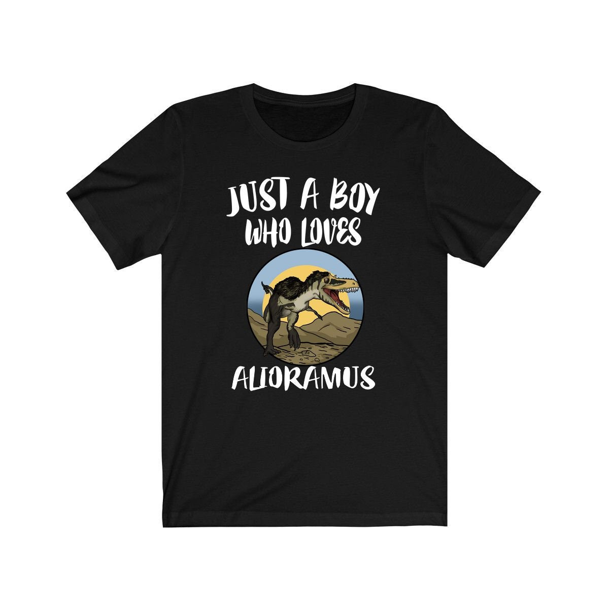 Just A Boy Who Loves Alioramus Dinosaur Shirt, Dinosaur Lover Shirt, Alioramus Shirt, Dinosaur Lover Gift,  Adult Toddler Kids T-Shirt Image 1