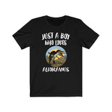 Just A Boy Who Loves Alioramus Dinosaur Shirt, Dinosaur Lover Shirt, Alioramus Shirt, Dinosaur Lover Gift,  Adult Toddler Kids T-Shirt Image 1
