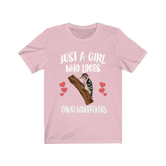 Just a girl who loves downy woodpeckers backyard birding tee
