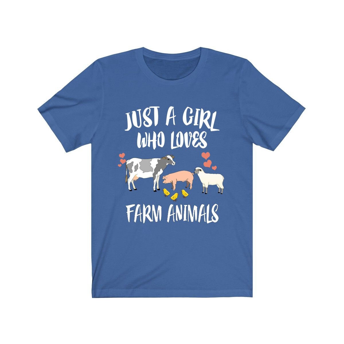 Just A Girl Who Loves Farm Animals Cow Pig Chicken Sheep Animal Lover Adult Toddler Infant Kids Gift T-Shirt Image 4