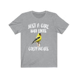 Just A Girl Who Loves Goldfinches Shirt, Birds Birding Shirt, Goldfinch Lover Shirt, Animal Lover Adult Toddler Infant Kids Gift T-Shirt Image 4