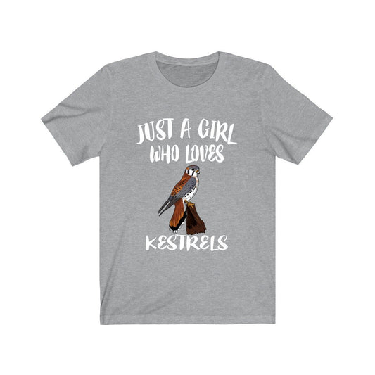 Just a girl who loves kestrels small hovering falcon raptor tee