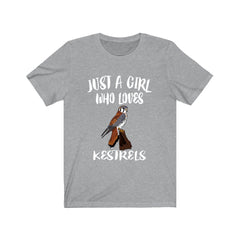 Just a girl who loves kestrels small hovering falcon raptor tee