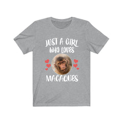 Just A Girl Who Loves Macaques Monkeys Shirt - macaque print design
