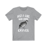 Just A Girl Who Loves Quails Shirt, Quail Lover Gift, Birds Birding Shirt, Animal Lover Adult Toddler Infant Kids Gift T-Shirt Image 1