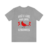 Just A Girl Who Loves Cardinals Birds Shirt, Cardinal Lover Shirt, Birding Gift, Cardinal Bird Shirt,  Adult Toddler Kids Gift T-Shirt Image 2