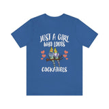 Just A Girl Who Loves Cockatiels Birds Shirt, Cockatiel Lover Shirt, Cockatiel Gift, Parrot Shirt,  Adult Kids Animal T-Shirt Image 3