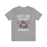 Just A Girl Who Loves Gorillas Shirt, Gorilla Lover Shirt, Gorilla Gift, Gorilla Shirt, Adult Kids Animal T-Shirt Image 3
