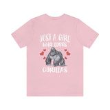 Just A Girl Who Loves Gorillas Shirt, Gorilla Lover Shirt, Gorilla Gift, Gorilla Shirt, Adult Kids Animal T-Shirt Image 4