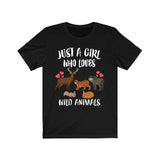 Just A Girl Who Loves Wild Animals Wolf Fox Deer Squirrel Animal Lover Adult Toddler Infant Kids Gift T-Shirt Image 1