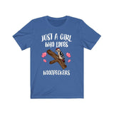Just A Girl Who Loves Woodpeckers Shirt, Bird Birding Shirt, Woodpecker Lover Gift, Woodpecker Shirt, Animal Adult Toddler Kids Gift T-Shirt Image 4