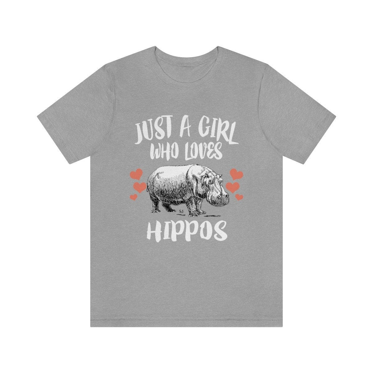 Just A Girl Who Loves Hippos Shirt, Hippo Lover Shirt, Hippo Gift, Hippo Shirt, Adult Kids Animal T-Shirt Image 2