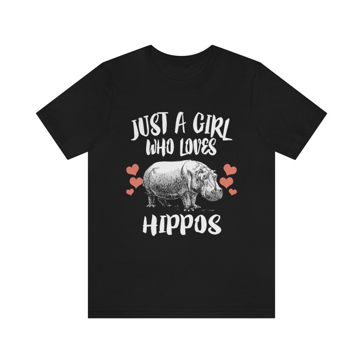 Just A Girl Who Loves Hippos Shirt, Hippo Lover Shirt, Hippo Gift, Hippo Shirt, Adult Kids Animal T-Shirt Image 1