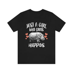 Just A Girl Who Loves Hippos Shirt, Hippo Lover Shirt, Hippo Gift, Hippo Shirt, Adult Kids Animal T-Shirt Image 1