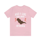 Just A Girl Who Loves Otters Shirt, Otter Lover Shirt, Otter Gift, Cute Otter Shirt, Adult Kids Animal T-Shirt Image 4