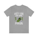 Just A Girl Who Loves Pickles Shirt, Pickle Lover Shirt, Vegan Gift, Vegetable Shirt, Adult Kids Animal T-Shirt Image 3