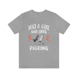 Just A Girl Who Loves Pigeons Shirt, Pigeon Lover Shirt, Pigeon Gift, Birding Shirt, Bird Shirt, Adult Kids Animal T-Shirt Image 3