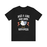 Just A Girl Who Loves Sea Gulls Shirt, Sea Gull Lover Shirt, Sea Gull Gift, Birding Shirt, Bird Adult Kids Animal T-Shirt Image 1