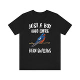 Just A Boy Who Loves Barn Swallows Shirt, Swallow Lover Shirt, Birding Shirt, Bird Lover Gift, Animal Adult Toddler Kids T-Shirt Image 2