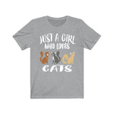 Just A Girl Who Loves Cats Shirt, Cat Lover Gift, Cat Owner Gift, Cat Shirt, Pets Animal Lover Adult Toddler Infant Kids Gift T-Shirt Image 3