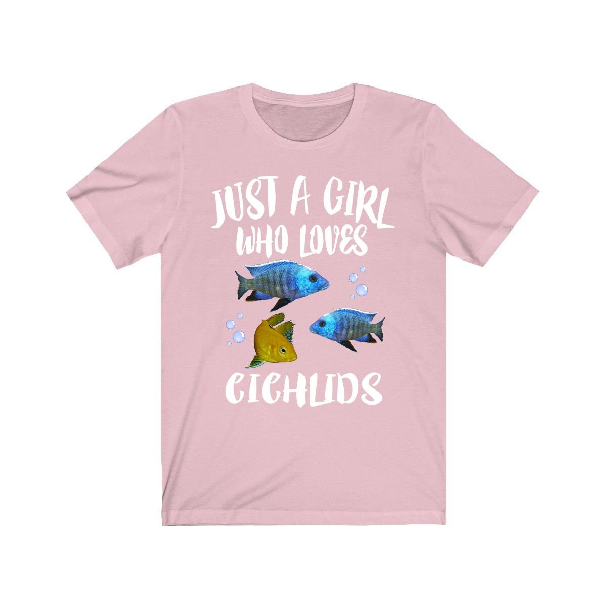 Just A Girl Who Loves Cichlids Shirt, Cichlid Lover Shirt, Aquarium Lover Gift, Cichlid Fish Lover Gift, Adult Toddler Animal Kids T-Shirt Image 2