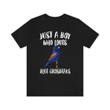 Just A Boy Who Loves Blue Grosbeaks Shirt, Blue Grosbeak Lover Shirt, Birding Shirt, Bird Lover Gift, Animal Adult Toddler Kids T-Shirt Image 2