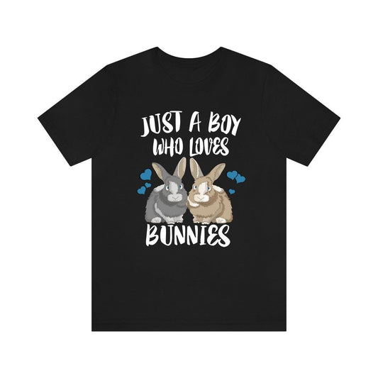 Just A Boy Who Loves Bunnies Rabbit Shirt, Bunny Lover Shirt, Bunny Shirt, Bunny Lover Gift, Animal Adult Toddler Kids T-Shirt Image 1