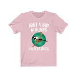 Just A Boy Who Loves Chickadees Shirt, Chickadee Lover Shirt, Birding Shirt, Chickadee Shirt, Bird Lover Gift, Animal Adult Kids T-Shirt Image 4