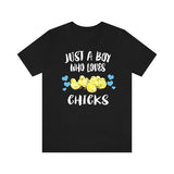 Just A Boy Who Loves Chicks Shirt, Chicks Lover Shirt, Chicken Shirt, Chicken Lover Gift, Animal Adult Kids T-Shirt Image 1