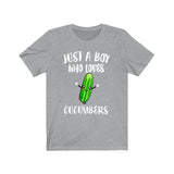 Just A Boy Who Loves Cucumbers Shirt, Cucumber Lover Shirt, Vegan Shirt, Vegetable Lover Gift, Animal Adult Kids T-Shirt Image 2
