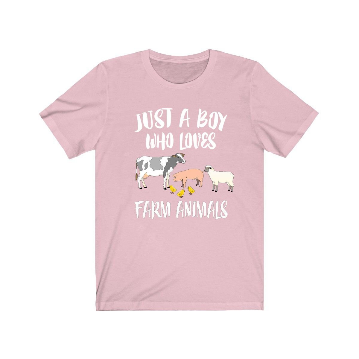 Just A Boy Who Loves Farm Animals Shirt, Pig Lover Shirt, Cow Shirt, Sheep Gift, Animal Adult Kids T-Shirt Image 4