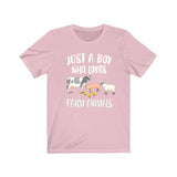 Just A Boy Who Loves Farm Animals Shirt, Pig Lover Shirt, Cow Shirt, Sheep Gift, Animal Adult Kids T-Shirt Image 4
