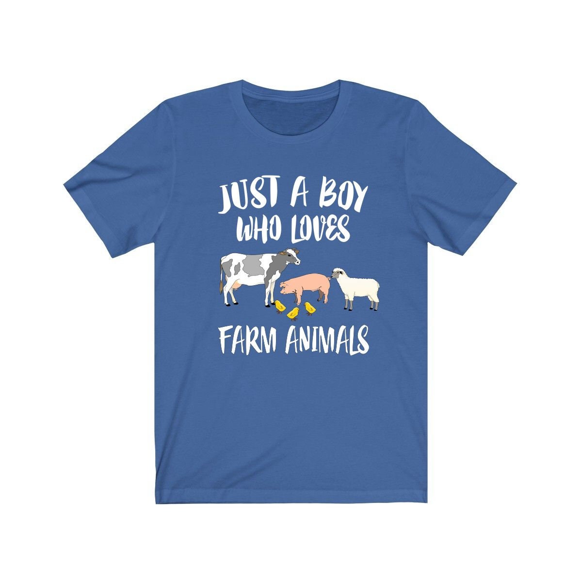 Just A Boy Who Loves Farm Animals Shirt, Pig Lover Shirt, Cow Shirt, Sheep Gift, Animal Adult Kids T-Shirt Image 3
