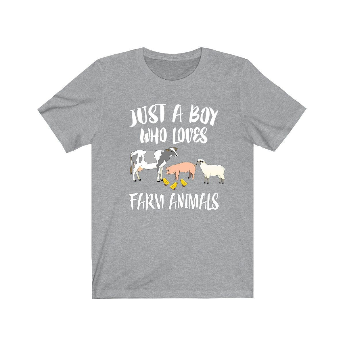 Just A Boy Who Loves Farm Animals Shirt, Pig Lover Shirt, Cow Shirt, Sheep Gift, Animal Adult Kids T-Shirt Image 2