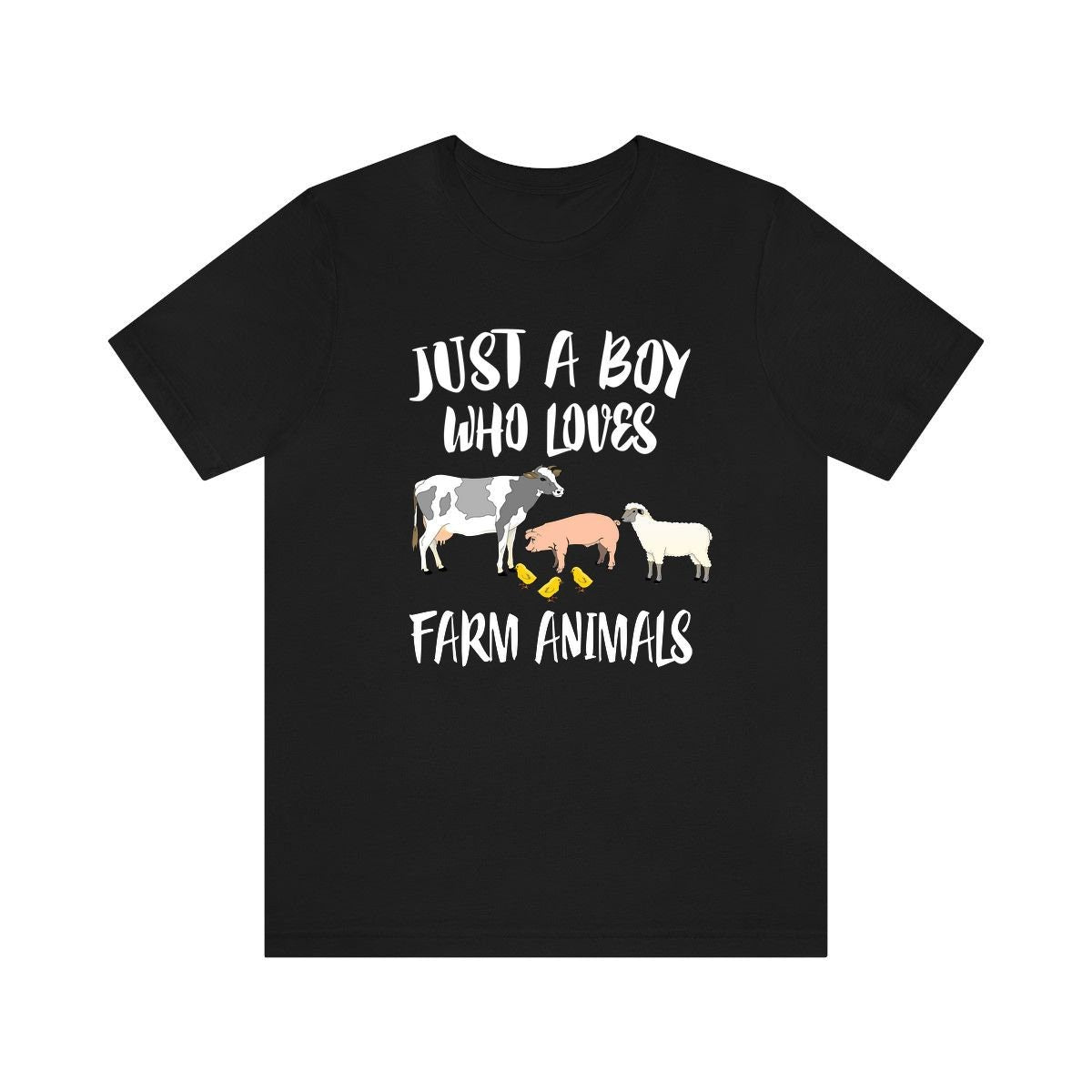 Just A Boy Who Loves Farm Animals Shirt, Pig Lover Shirt, Cow Shirt, Sheep Gift, Animal Adult Kids T-Shirt Image 1
