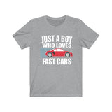 Just A Boy Who Loves Fast Cars Shirt, Car Lover Shirt, Racing Shirt, Car Gift, Animal Adult Kids T-Shirt Image 2