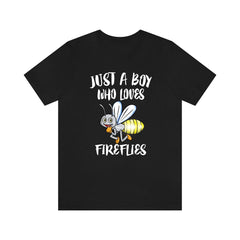Just a boy who loves fireflies bioluminescent lightning bug tee