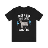 Just A Boy Who Loves Goats Shirt, Goat Lover Shirt, Goat Shirt, Goat Gift, Animal Adult Kids T-Shirt Image 1