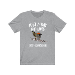 Just a boy who loves golden crowned kinglets tiny songbird tee