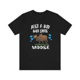 Just A Boy Who Loves Moose Shirt, Moose Lover Shirt, Moose Shirt, Moose Lover Gift, Animal Adult Kids T-Shirt Image 3