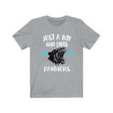 Just A Boy Who Loves Panthers Shirt, Panther Lover Shirt, Panther Shirt, Panther Lover Gift, Animal Adult Kids T-Shirt Image 1
