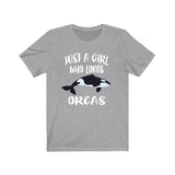 Just A Girl Who Loves Orcas Whales Shirt, Orca Lover Shirt, Whale Lover Gift, Animal Lover Shirt, Adult Toddler Infant Kids Gift T-Shirt Image 1