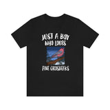 Just A Boy Who Loves Pine Grosbeaks Shirt, Pine Grosbeak Lover Shirt, Bird Shirt, Birding Lover Gift, Animal Adult Kids T-Shirt Image 1